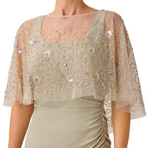 Adrianna Papell Petal Beaded Cape